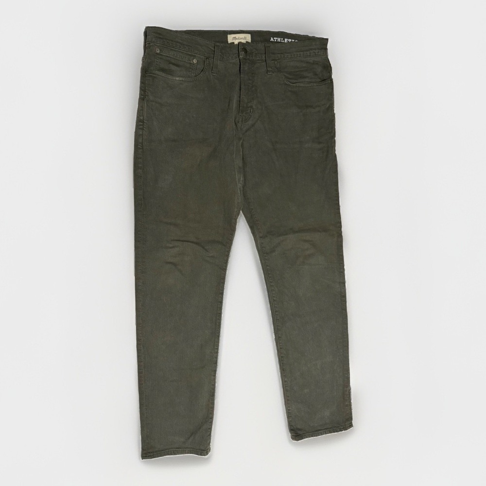 Madewell Athletic Slim Jeans Mens 38x34 Olive Green Stretch Denim